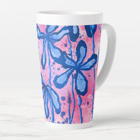 Inkt Bloemen Latte Mok (Rechterhoek)