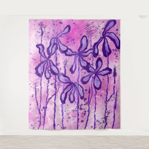 Inkt Bloemen Roze Hemel Wandkleed