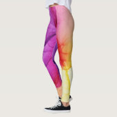 Inkt Cloud Swirl Abstract Rood Geel Violet Leggings (Links)