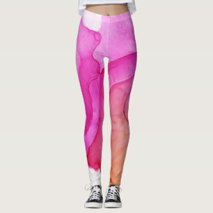 Inkt Cloud Swirl Abstract Trendy Hot Pink Peach Leggings