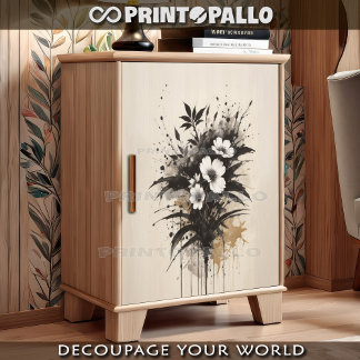 Inkt drowing witte bloemen boeket tissuepapier