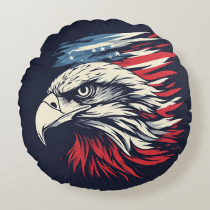 Inkt Eagle & Amerikaanse Vlag Kunst Vrijheid Verva Rond Kussen