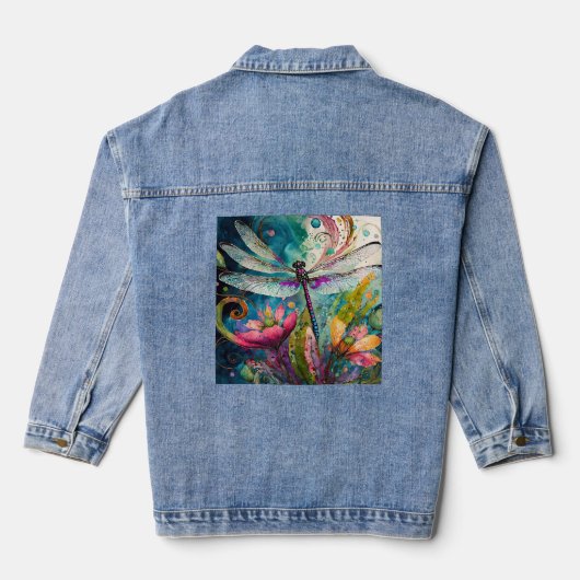 Inkt en Pen Waterverf Dragonfly Denim Jacket (Achterkant)