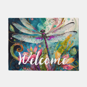 Inkt en Pen Waterverf Dragonfly Deurmat