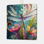 Inkt en Pen Waterverf Dragonfly Keramisch Ornament (Links)