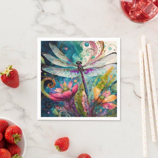 Inkt en Pen Waterverf Dragonfly Servet (Insitu)