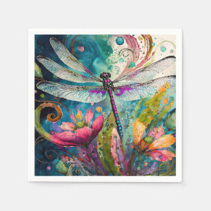 Inkt en Pen Waterverf Dragonfly Servet