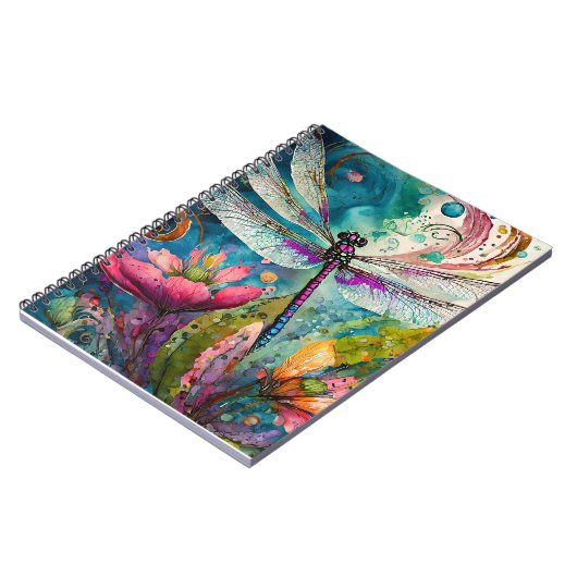 Inkt en Pen Waterverf Dragonfly Spiral Notitieboek (Linkerzijde)