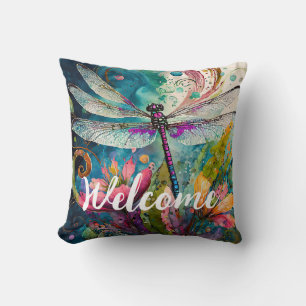 Inkt en Pen Waterverf Dragonfly Welkom Kussen