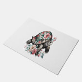 Inkt en was schildpad met bloemenschelp. deurmat (Schuin)