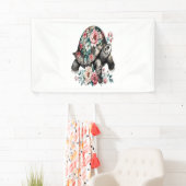 Inkt en was schildpad met bloemenschelp. spandoek (Insitu)