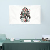 Inkt en was schildpad met bloemenschelp. spandoek (Beurs)