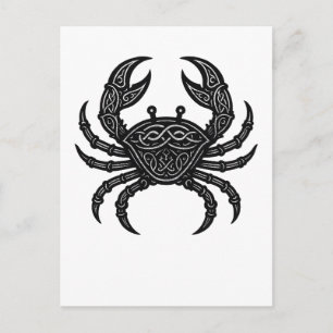 Inkt-Gegraveerde Krab — Mythisch Zeedier T-shirt Briefkaart