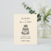 Inkt grillige Hand getrokken taart Save the Date Briefkaart (Staand voorkant)