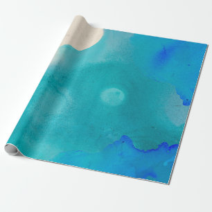 Inkt indigo blue aquarelle waterverf kraft oceaan cadeaupapier