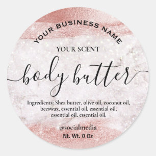 Inkt Iriserend Roos Gouden Body Butter Labels
