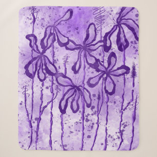 Inkt Lilies Violet Sky Sherpa Deken