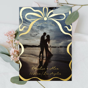 Inkt linten en strikken foto folie uitnodiging