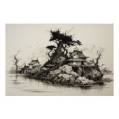 Inkt op papier Landschap Perfect Poster (Voorkant)