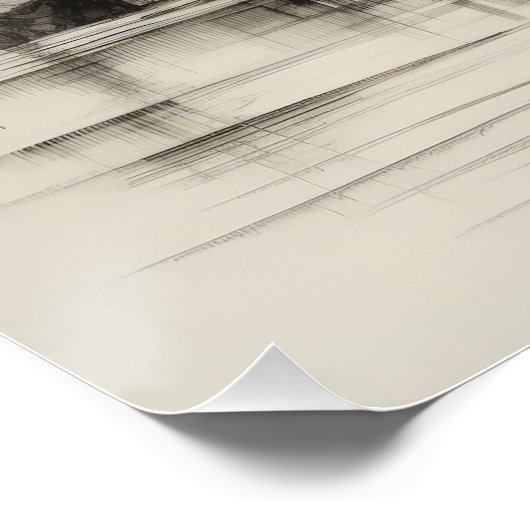 Inkt op papier Landschap Perfect Poster (Hoek)