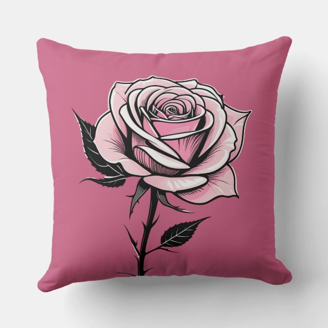 Inkt Roos (roze) Kussen (Achterkant)