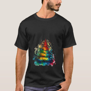 inkt schilderij Kerstboom kleurrijke Xmas Idee Cre T-shirt