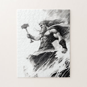 Inkt van noordse mythologie god thor legpuzzel