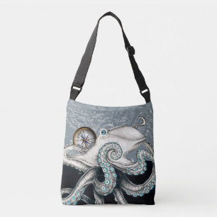 Inkt voor octopus Grey Compass Kaart Crossbody Tas
