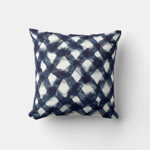 Inkt waterverf blauwe geometrische patroon kussen