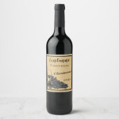 Inkt Wijn Glas Druiven Oud papier Achtergrond Wijn Etiket (Voorkant)