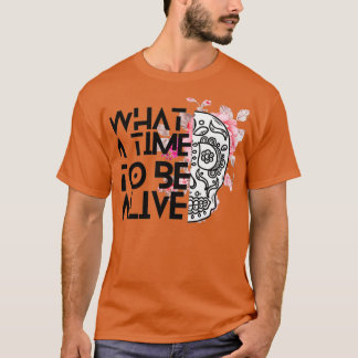 inktbloemen en schedel kunst wat een tijd om aliv t-shirt