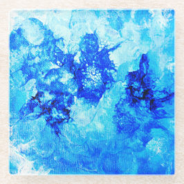 Inktdruppels blauw abstract kunst onderzetter glazen onderzetter