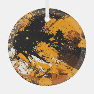 Inktexplosie: Kleurrijke Abstracte spatten Glas Ornament