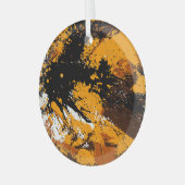 Inktexplosie: Kleurrijke Abstracte spatten Glas Ornament (Voorkant links)