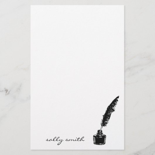 Inktfles met Quill Stationery Briefpapier (Voorkant)