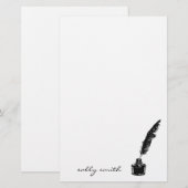 Inktfles met Quill Stationery Briefpapier (Voorkant / Achterkant)