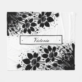 inktgespetterde bloei fleece deken