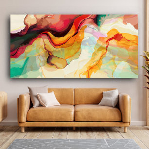 Inktmarmer met kleurrijke vormen abstracte kunst canvas afdruk