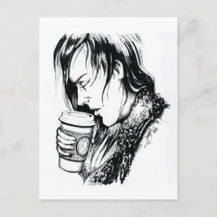 Inktober 2018 Dag 1- Een Beker Koffie Briefkaart