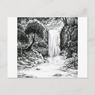 Inktober 2018 Dag 21 - Waterval in het Bos Briefkaart
