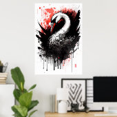 Inktportret van een zwaan poster (Thuiskantoor)