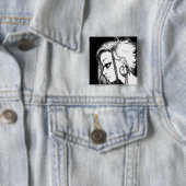 Inktportretten (Panya) Vierkante Button 5,1 Cm (In situ)