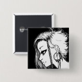 Inktportretten (Panya) Vierkante Button 5,1 Cm (Voorkant /achterkant)