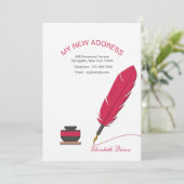 Inktpot en ganzenveer verhuizen mededeling aankondiging (Staand voorkant)