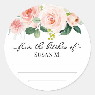 inktroze bloemen, jam, conserveringslabels ronde sticker