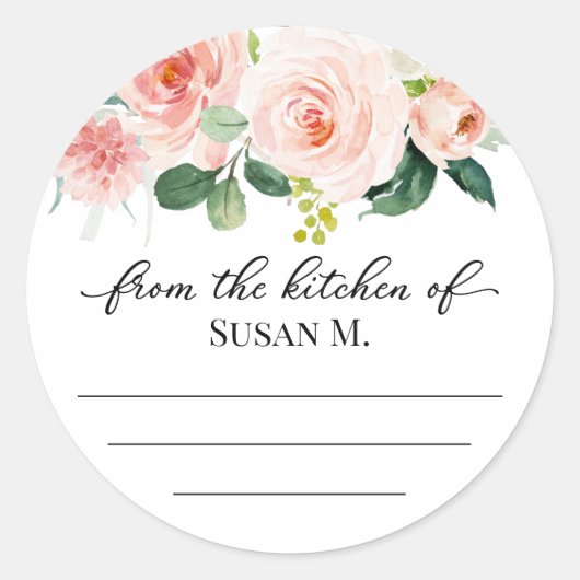 inktroze bloemen, jam, conserveringslabels ronde sticker (Voorkant)