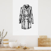 Inktschets trenchcoat poster (Keuken)