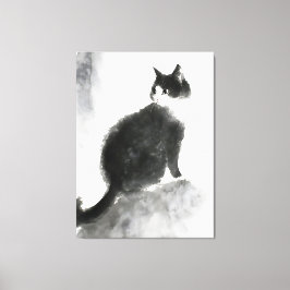 Inktschilderij Schattigee Cat Wall Art Canvas Art  Afdruk