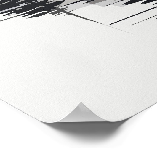 Inktschilderij van  Landschap Zwart-wit Poster (Hoek)