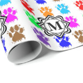 Inktsplatter-honden met monogram cadeaupapier (Rol Hoek)